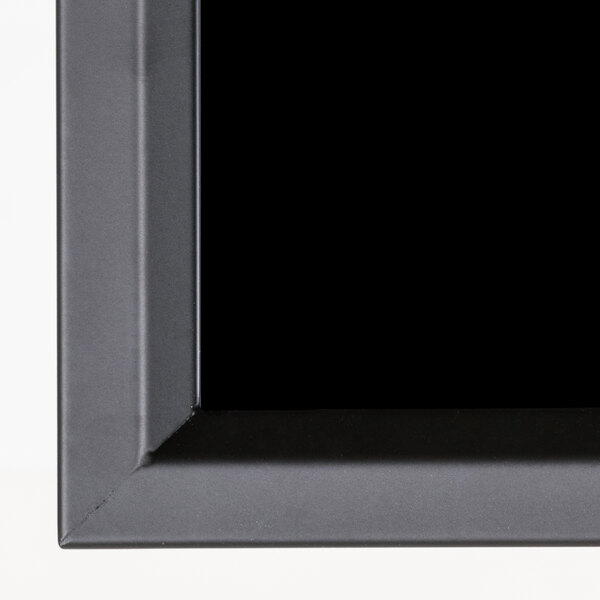 A close-up of a black Aarco single pedestal frame.