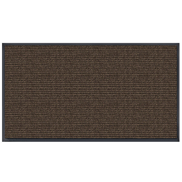 A brown rectangular entrance mat with a black border.