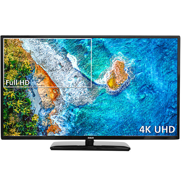 The screen of a RCA J49PT1440 Pro:Idiom HD Television displaying a beach.
