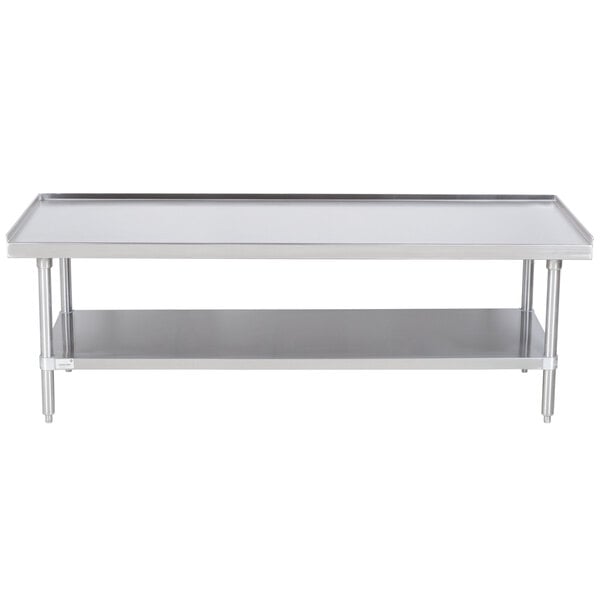 An Advance Tabco stainless steel equipment stand with an undershelf.