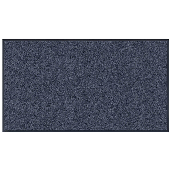 A dark blue rectangular Lavex Plush Dilour entrance mat with a black border.