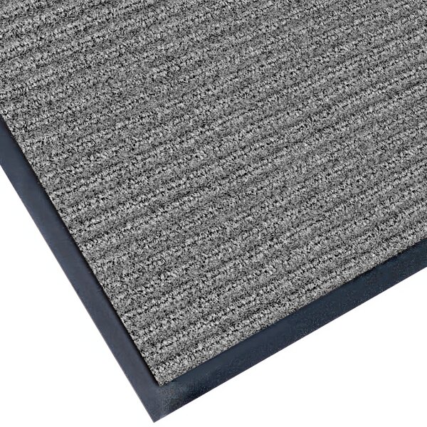 A gray Lavex Needle Rib entrance mat with a black border.