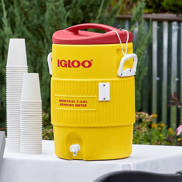 Red Plastic Commercial Drinking Water Coolers 10 Igloo 421 2 gallon Yellow 