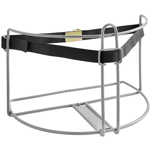 a black strap on a metal frame