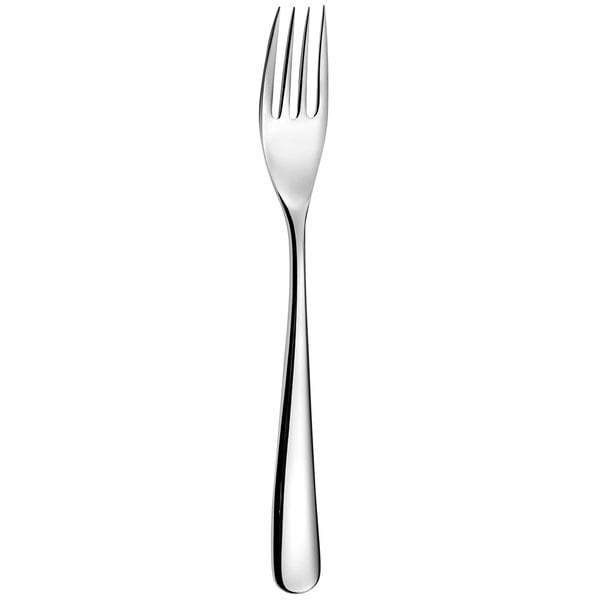 An Amefa stainless steel dessert fork with a silver handle.