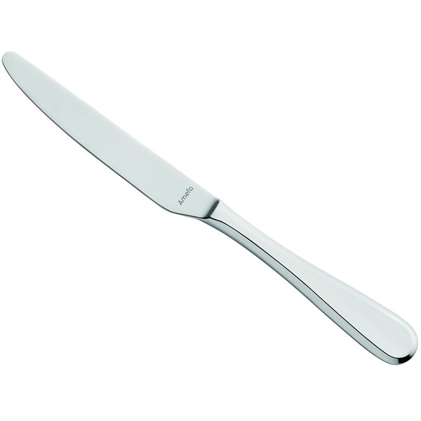 An Amefa stainless steel table knife with a silver handle.
