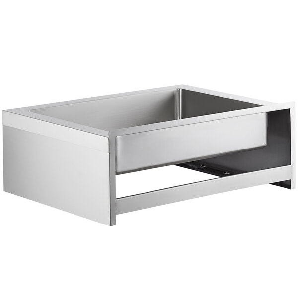 A Regency stainless steel mop sink with a rectangular bottom.