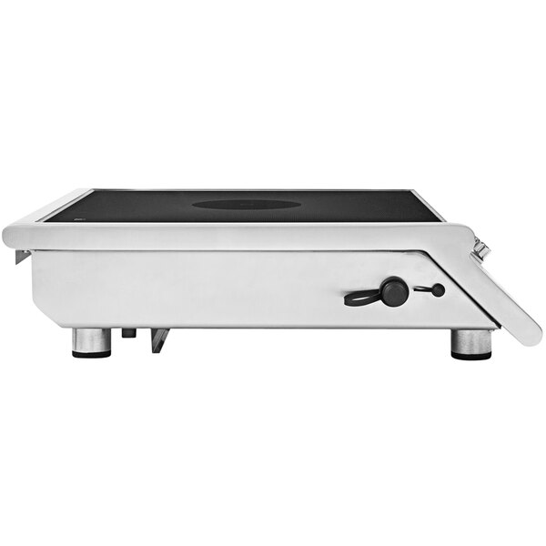 A black and silver Vollrath countertop induction range.