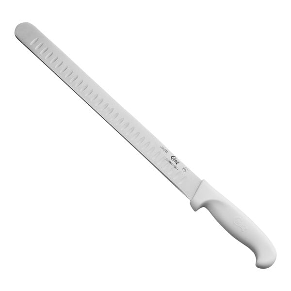 Choice 14" Granton Edge Slicing Knife with White Handle