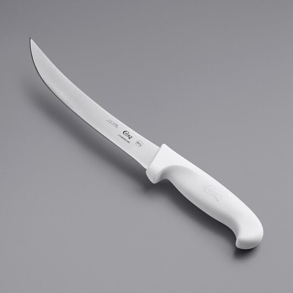 A Choice 8" breaking knife with a white handle.