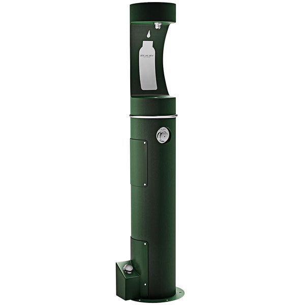 a green cylinder with a round lock