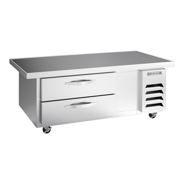 A Beverage-Air stainless steel commercial chef base with two drawers.