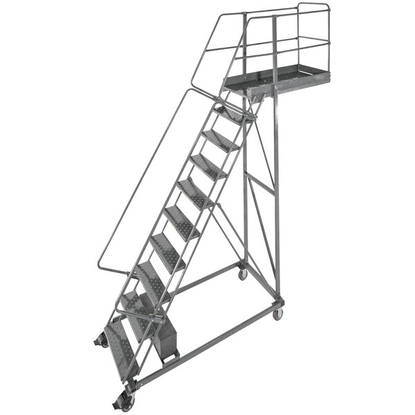 A Ballymore heavy-duty steel cantilever ladder with wheels.