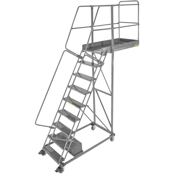 A Ballymore steel cantilever ladder with a platform.