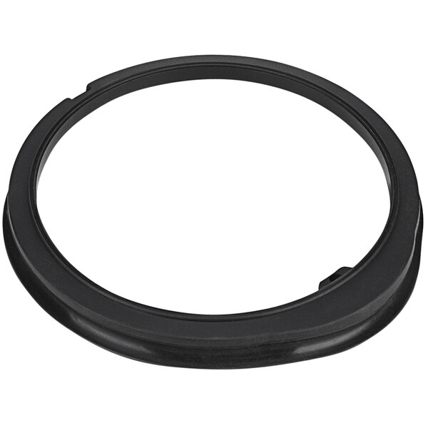 A black rubber gasket with a hole in it.