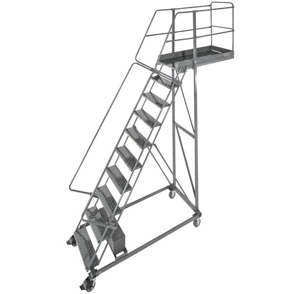 A Ballymore heavy-duty steel cantilever ladder with wheels.