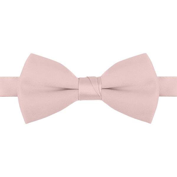 A close-up of a light pink Henry Segal poly-satin bow tie with an adjustable band.