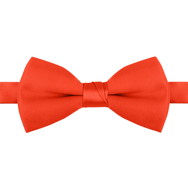 A close-up of a red Henry Segal adjustable band bow tie.