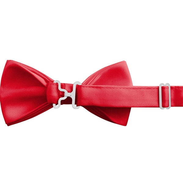 A Henry Segal red poly-satin bow tie with an adjustable metal band.