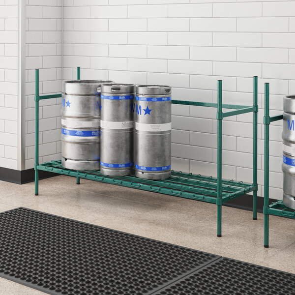 A Regency keg rack holding three beer kegs.