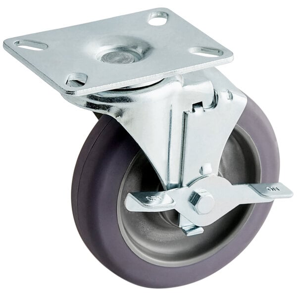 a metal wheel with a rubber tire