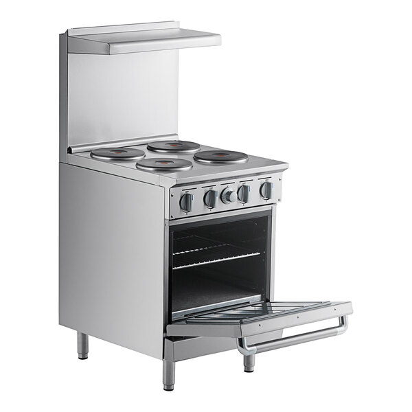An Imperial Range stainless steel commercial electric range with 4 round plates and an oven.