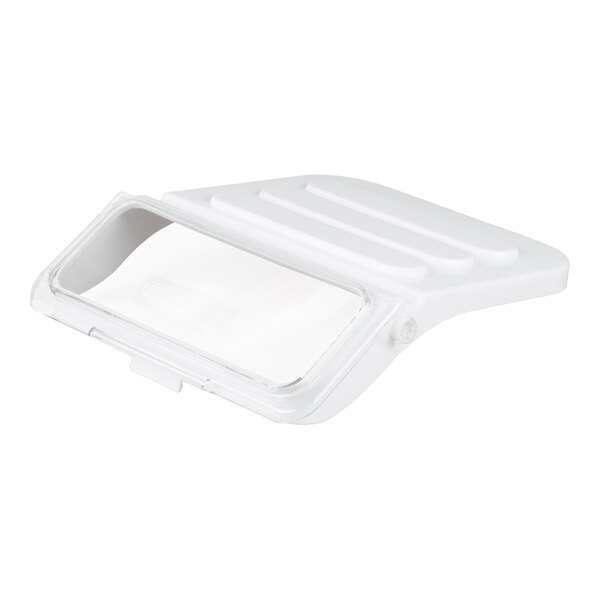 A clear replacement lid for a 2.63 gallon shelf ingredient bin.