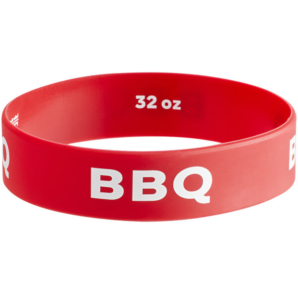 A white silicone wristband with the word "BBQ" in white text.