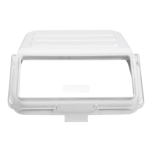 A clear replacement lid designed for a 12.63 gallon or 200 cup shelf ingredient bin.