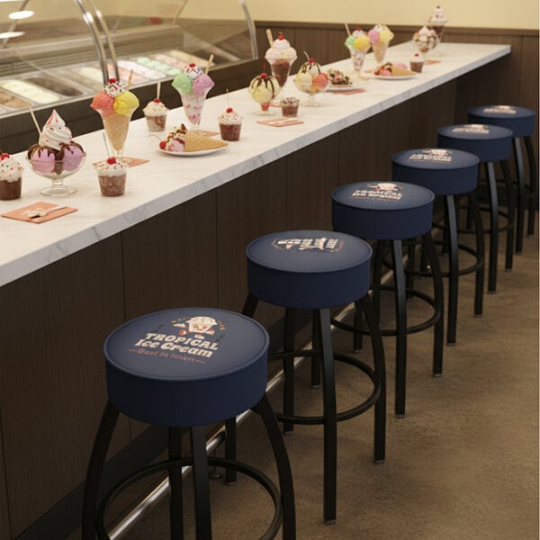 Holland Bar Stool L8B130CUSTOM Customizable Logo Single Ring Swivel Bar Stool with 5" Padded Seat