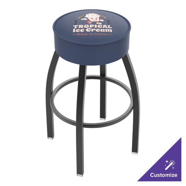 Holland Bar Stool L8B130CUSTOM Customizable Logo Single Ring Swivel Bar Stool with 5" Padded Seat
