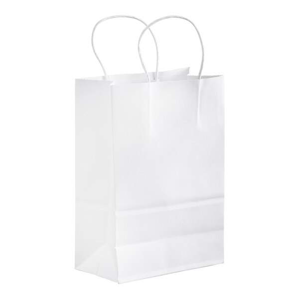 A white customizable paper shopping bag with handles.