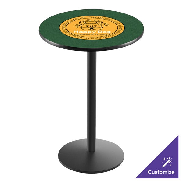 Holland Bar Stool 30" Customizable Round Logo Bar Height Pub Table with Round Base