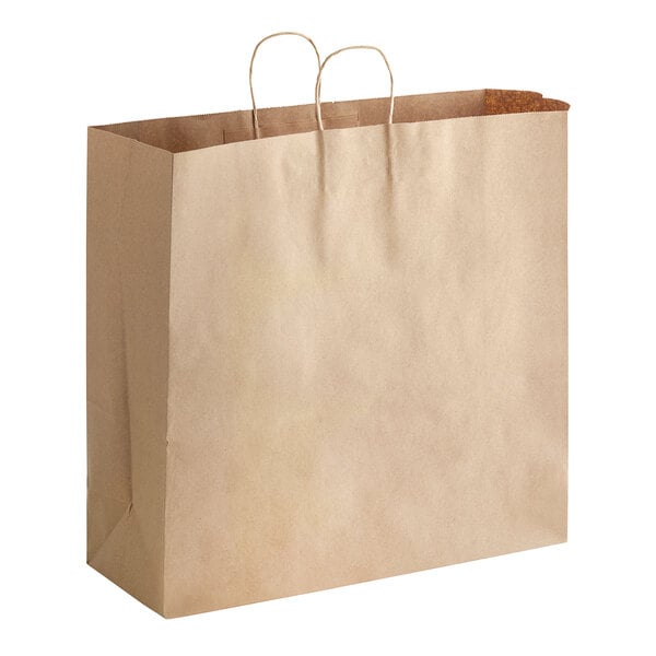 Choice 18 x 7 x 18 3/4 Natural Kraft Paper Customizable Shopping Bag  with Handles - 200/Case
