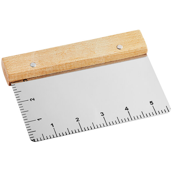 Stainless Steel Dough Cutter (w/ Wood Handle & Ruler)