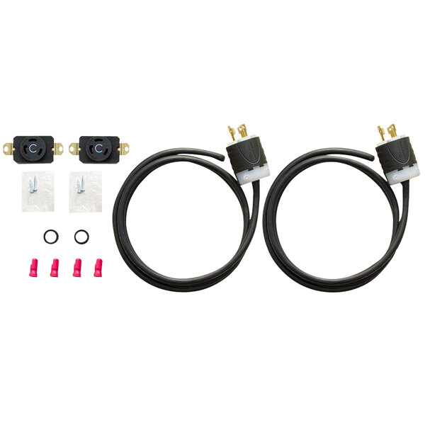 A SaniServ 1 phase cord set with two black wires and two connectors.