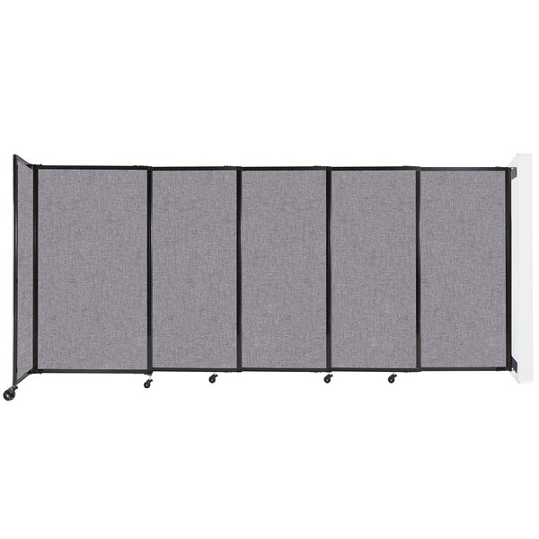 A Versare Cloud Gray StraightWall wall-mounted sliding room divider.