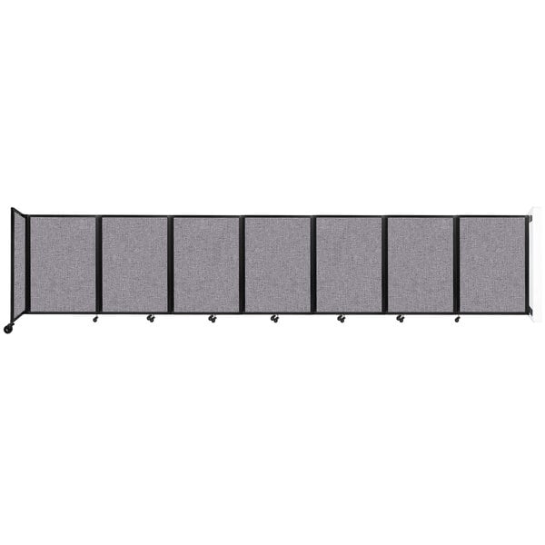 A grey wall-mounted Versare room divider with black trim.