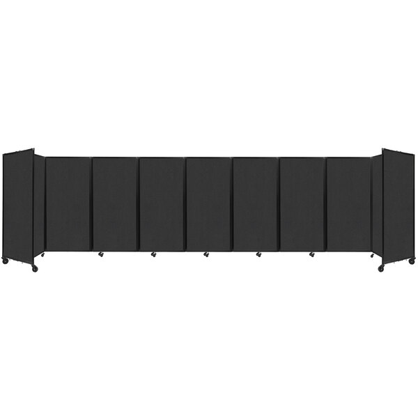 A black rectangular room divider with a black frame.