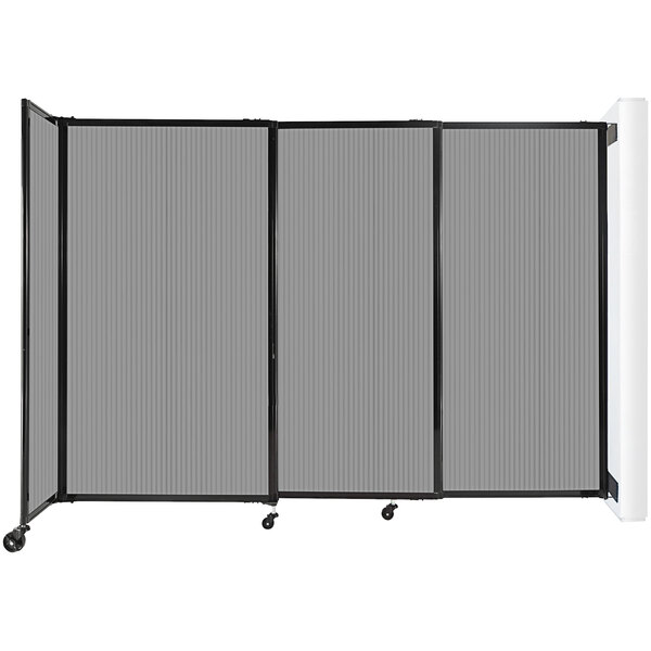 A light gray Versare Poly StraightWall wall-mounted room divider.