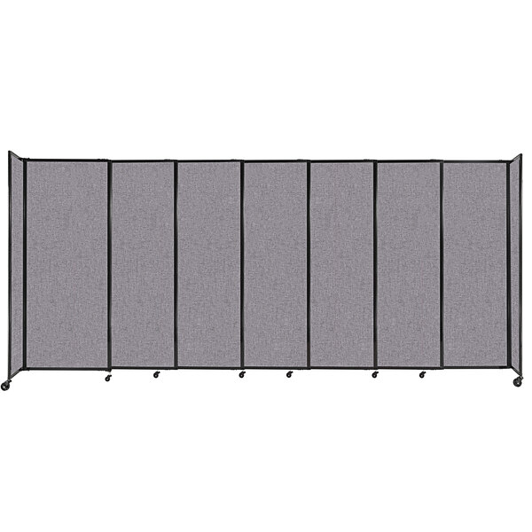 A Versare Cloud Gray StraightWall sliding room divider with black lines on it.