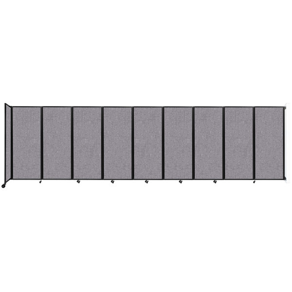 A Versare Cloud Gray wall-mounted room divider with black trim.