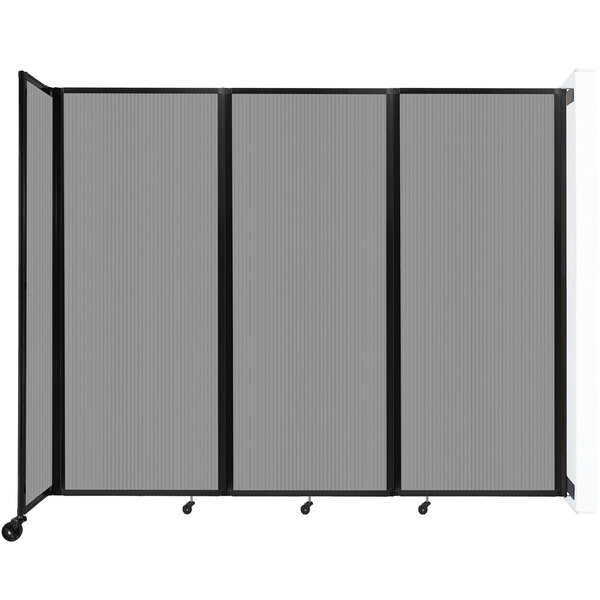 A light gray Versare wall-mounted room divider with black trim.