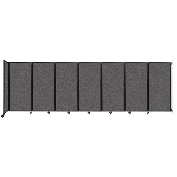 A Versare charcoal gray wall-mounted room divider with four panels.