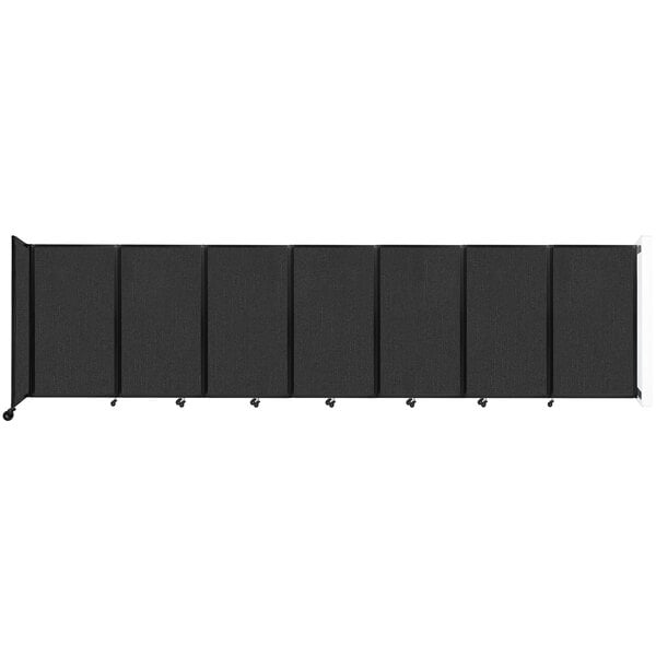 A black rectangular Versare wall-mounted room divider with four panels.