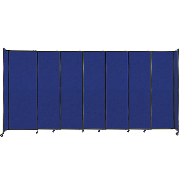 A blue rectangular Versare StraightWall room divider with a black frame.