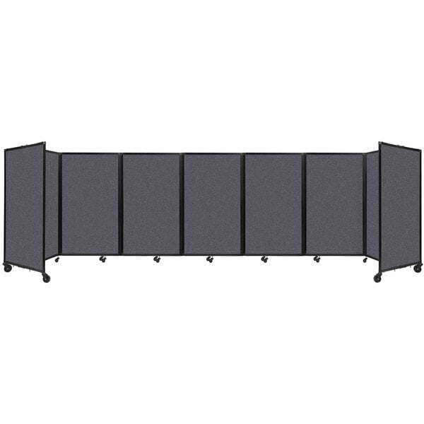 A dark gray Versare SoundSorb room divider with black trim on the panels.