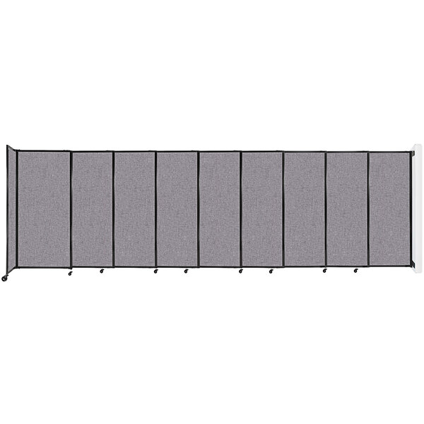 A Versare Cloud Gray StraightWall wall-mounted room divider with black lines on it.