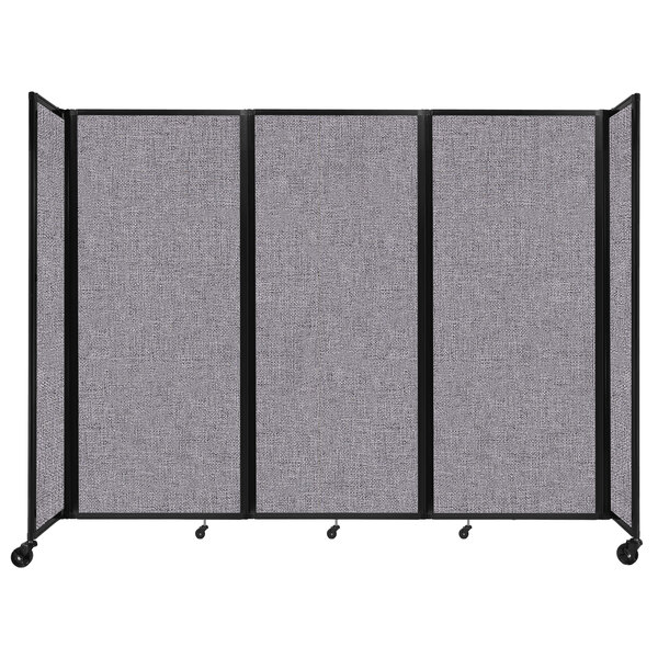 A Versare Cloud Gray room divider with four panels on wheels.