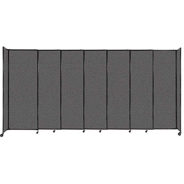 A Versare charcoal grey StraightWall sliding room divider with wheels.